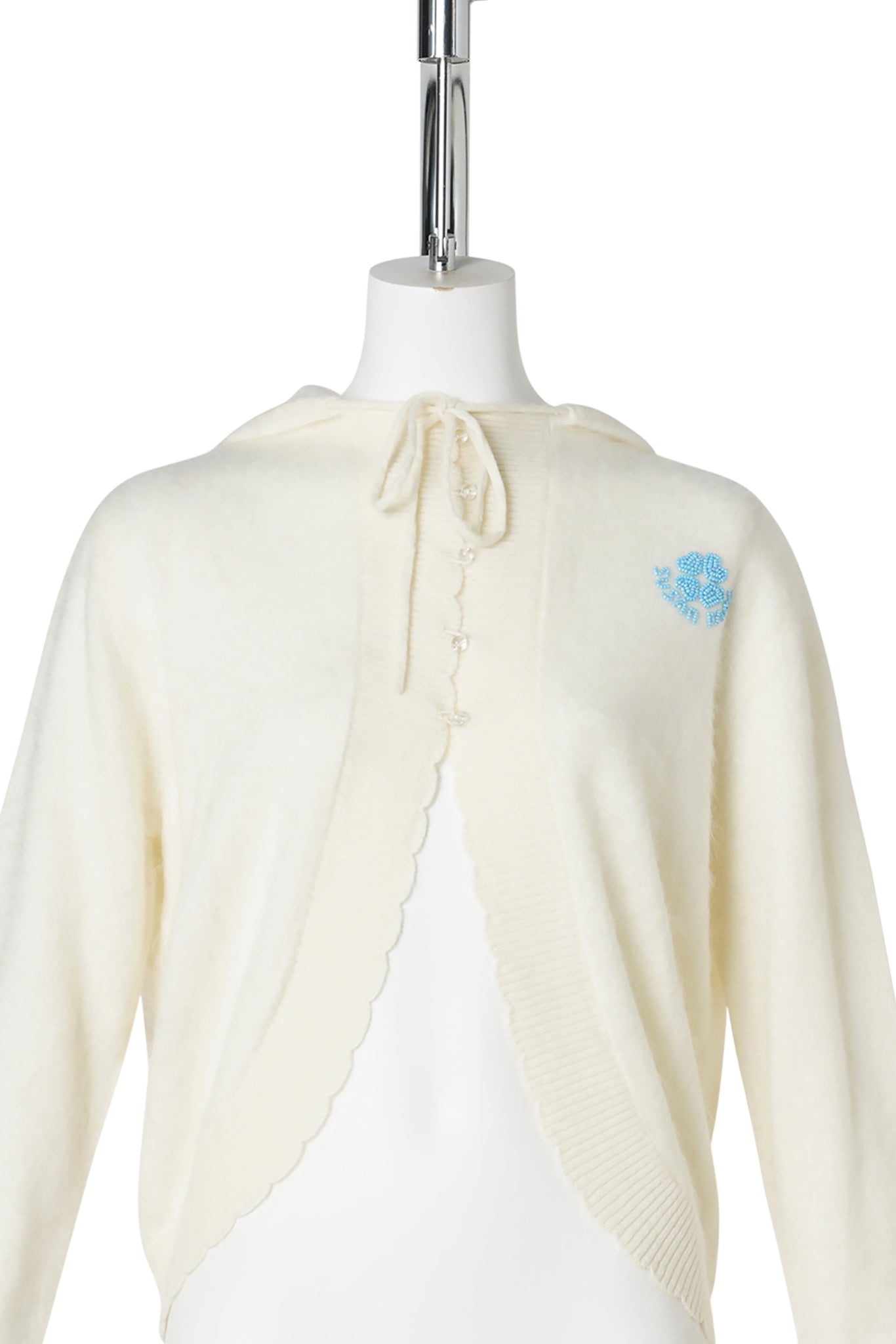 HOODED CASHMERE CARDIGAN / WHITE