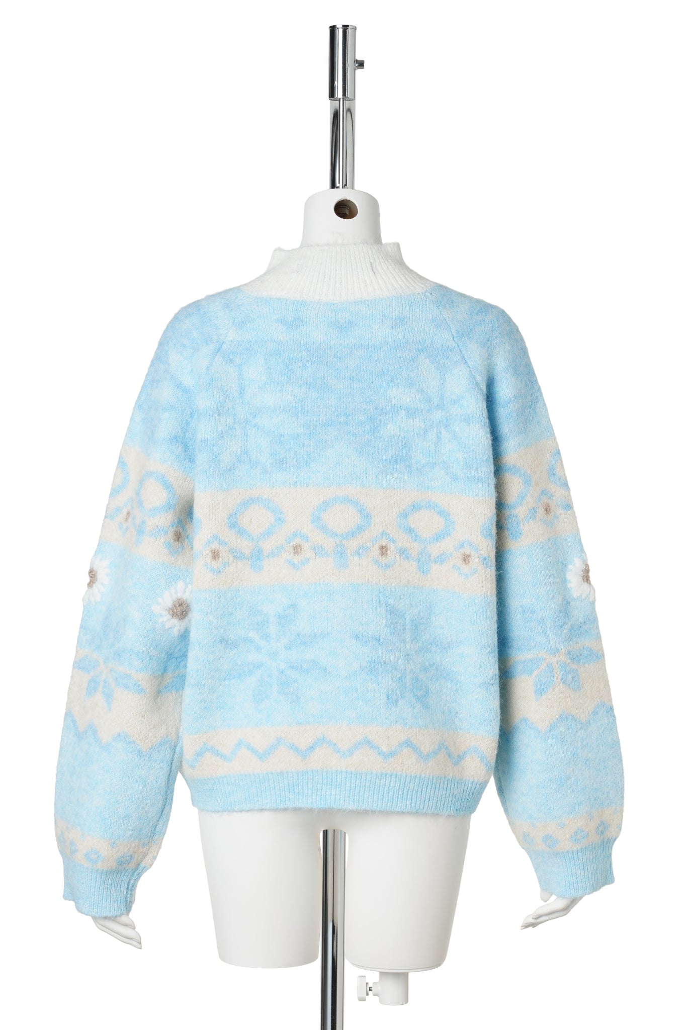 RECYCLED JACQUARD KNIT CARDIGAN / BLUE