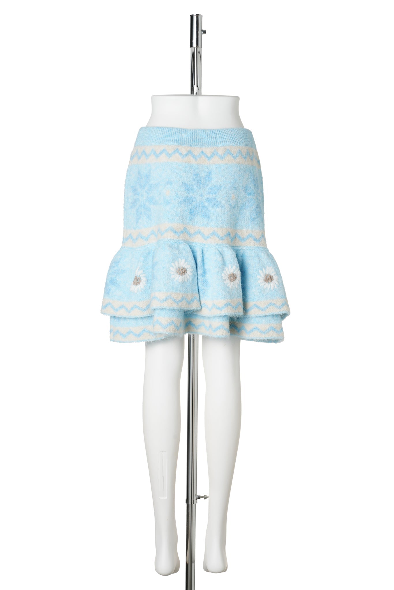 RECYCLED JACQUARD KNIT MINI SKIRT / BLUE