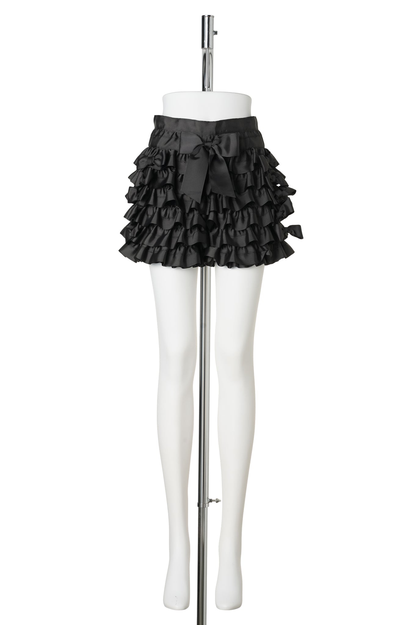 RUFFLE BOW MINI SHORTS / BLACK