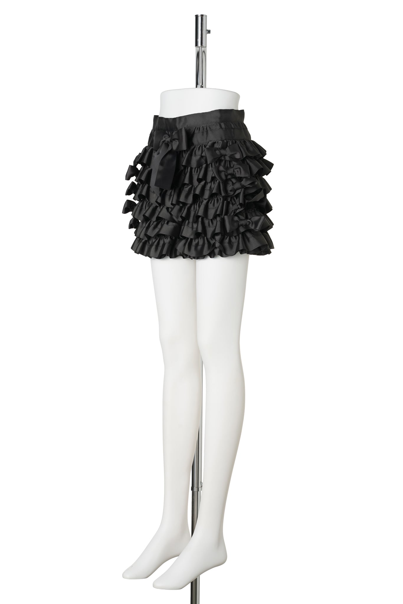 RUFFLE BOW MINI SHORTS / BLACK