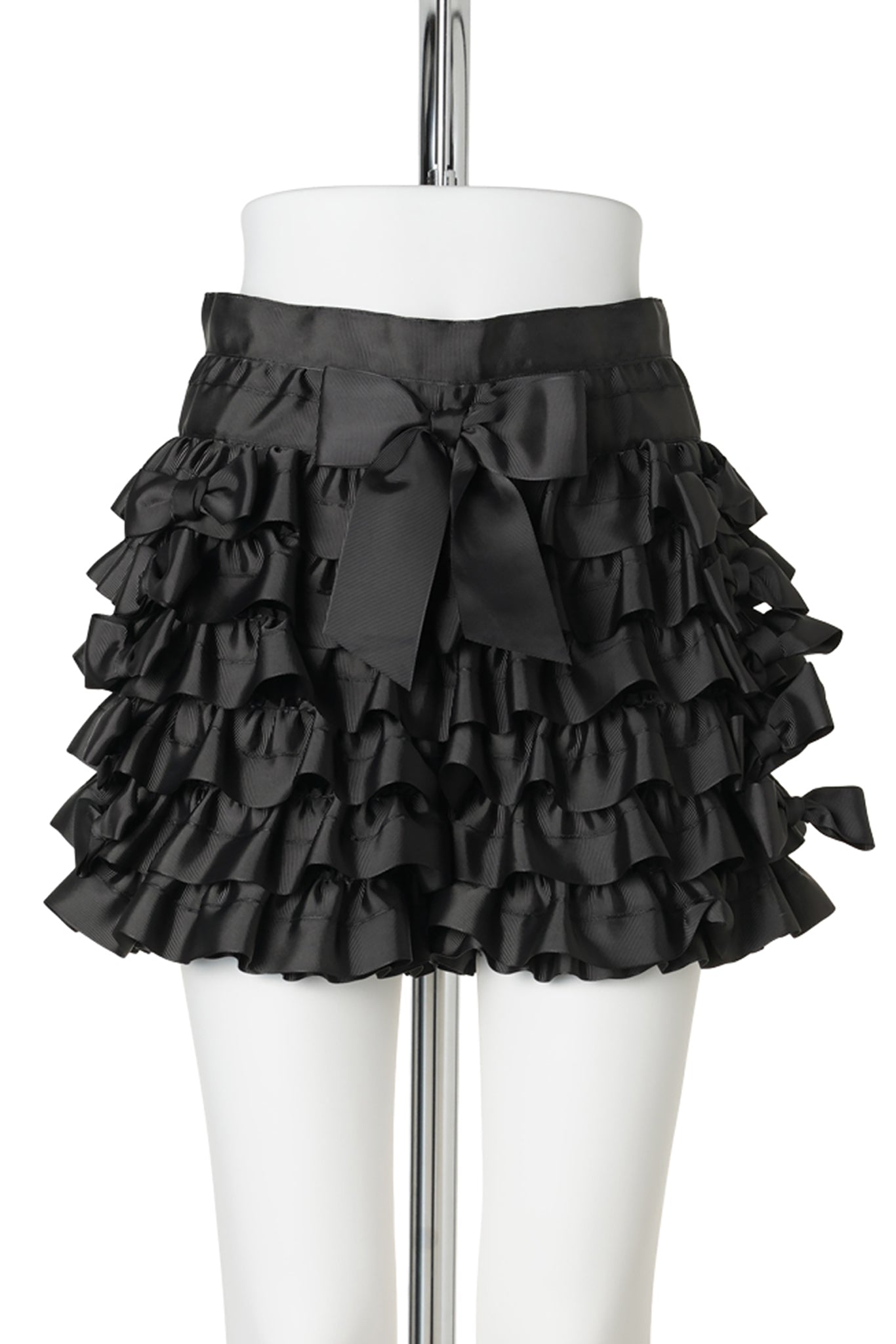 RUFFLE BOW MINI SHORTS / BLACK