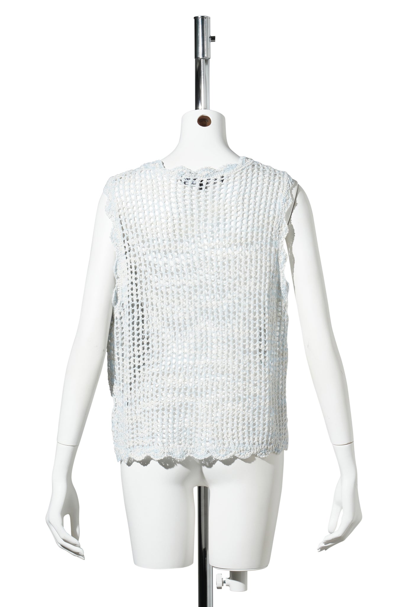 CROCHET BOW NET KNIT TOP / BLUE
