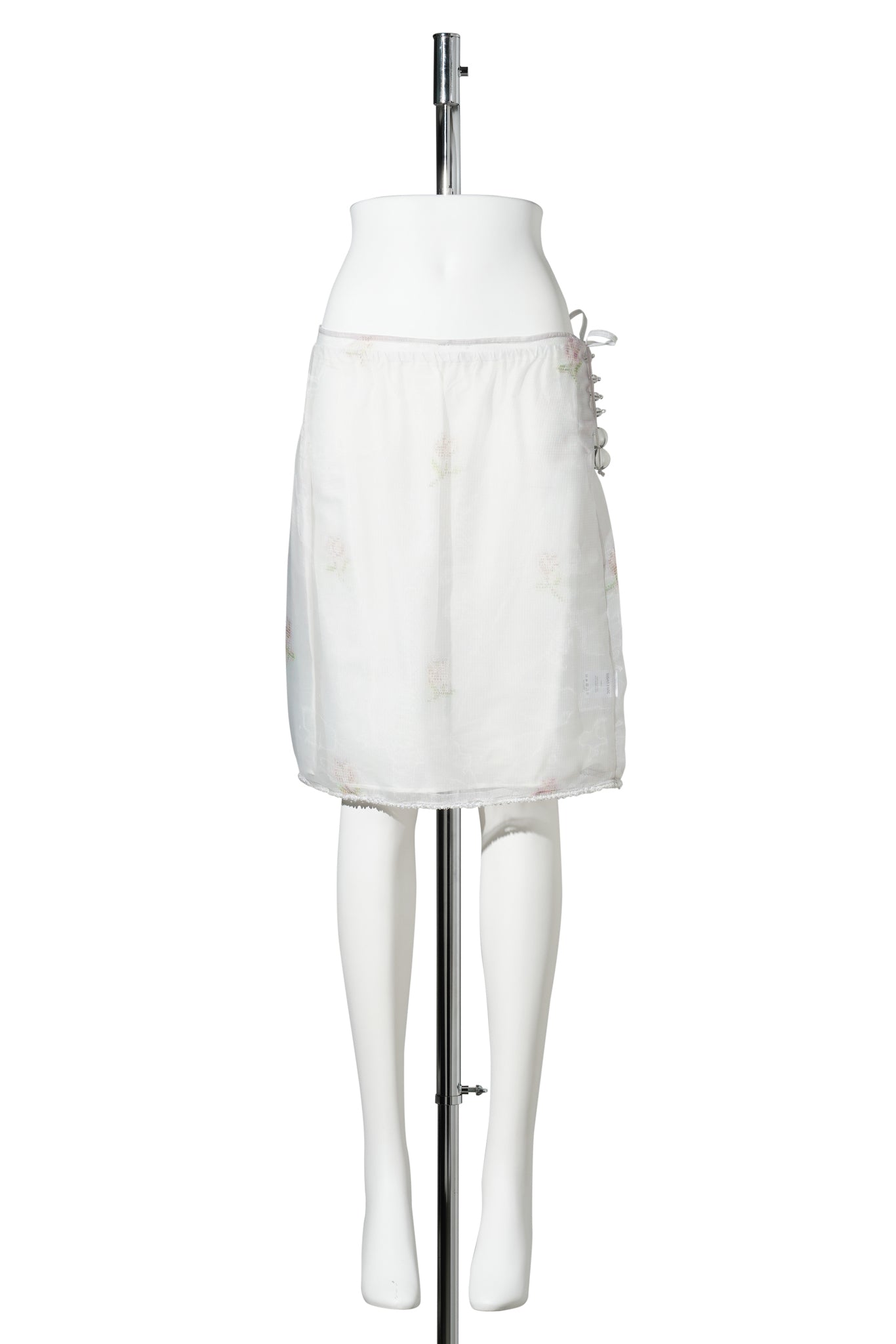 PRINTED FLORAL PENCIL SKIRT (WITH SLIP) / WHITE