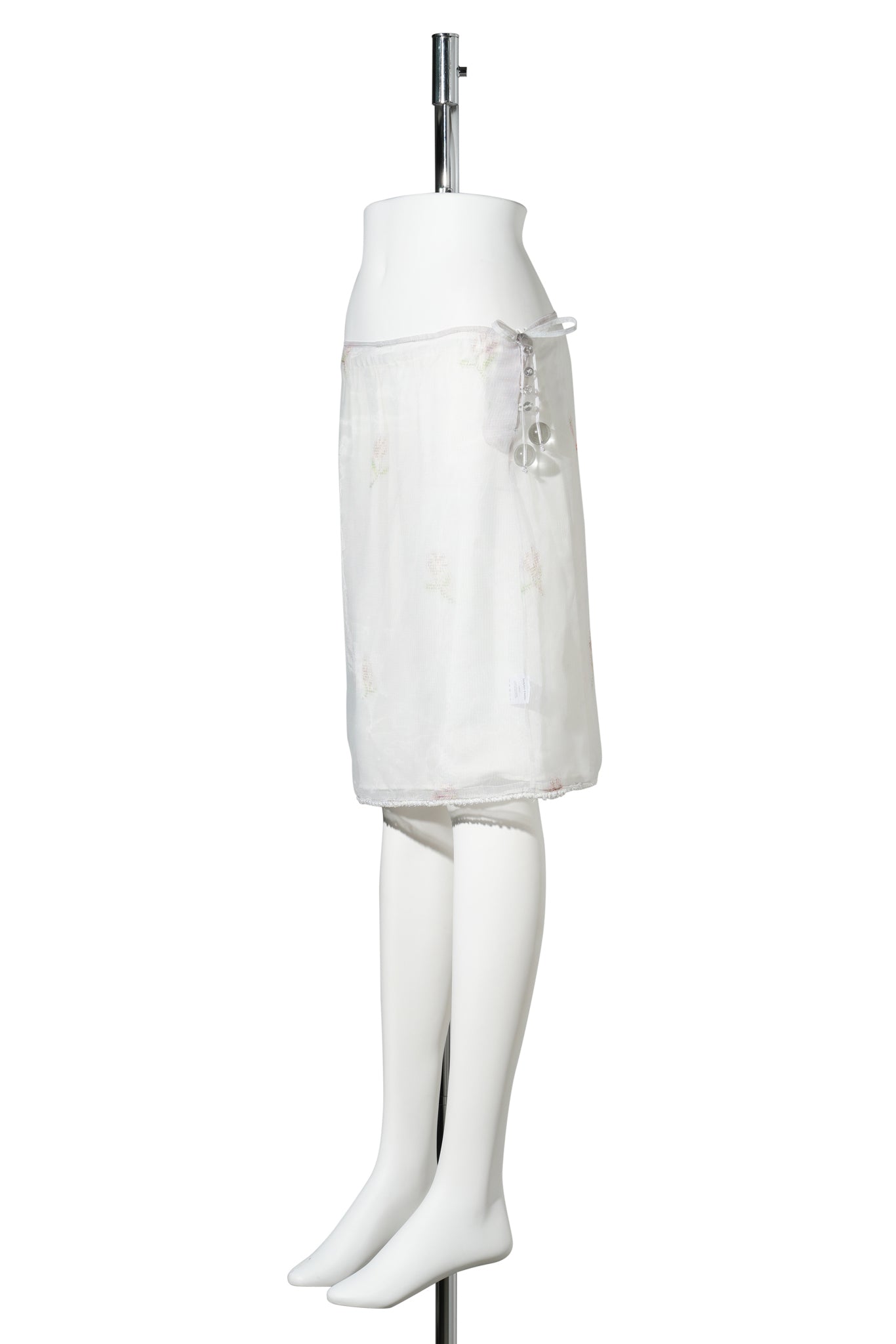 PRINTED FLORAL PENCIL SKIRT (WITH SLIP) / WHITE