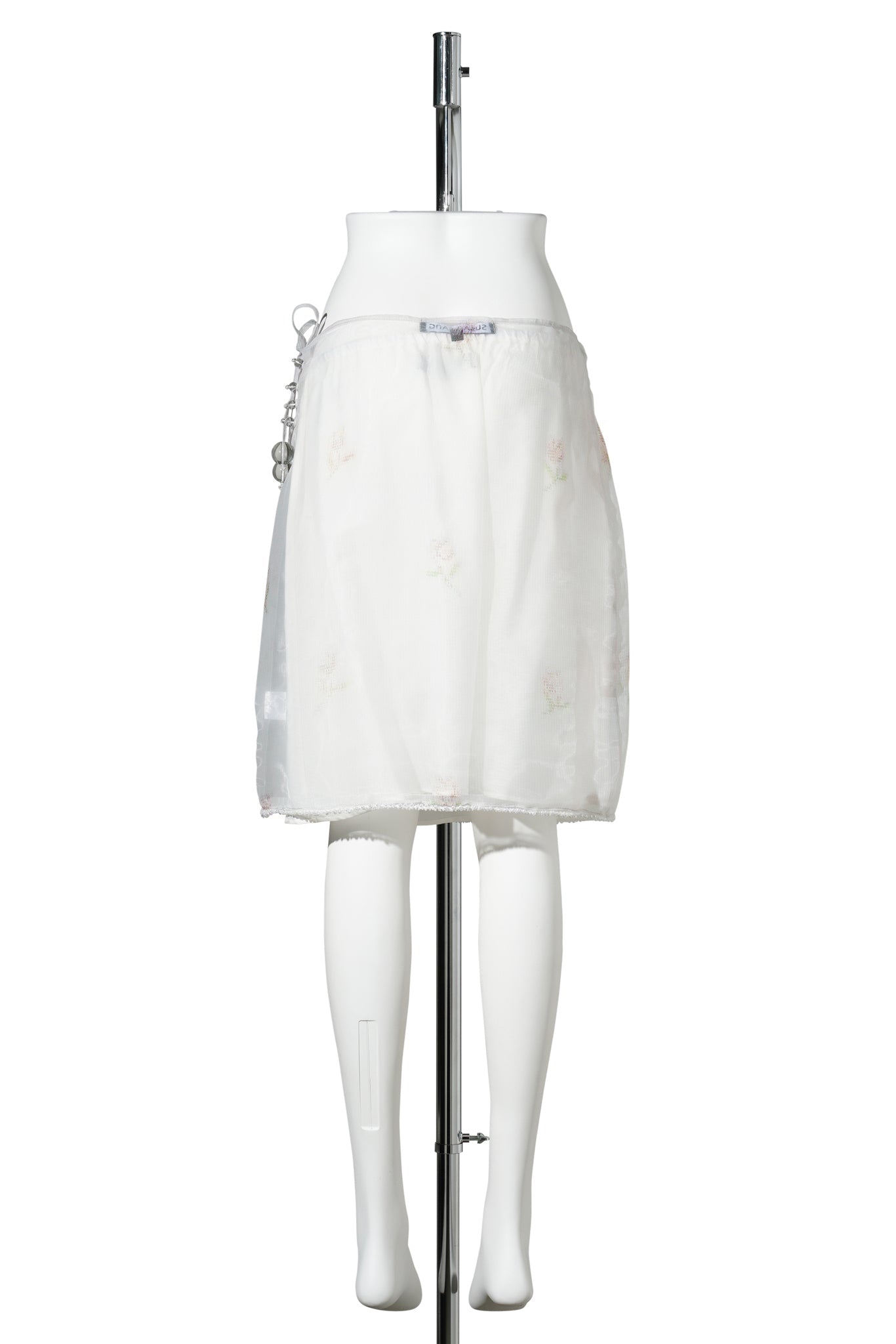 PRINTED FLORAL PENCIL SKIRT (WITH SLIP) / WHITE