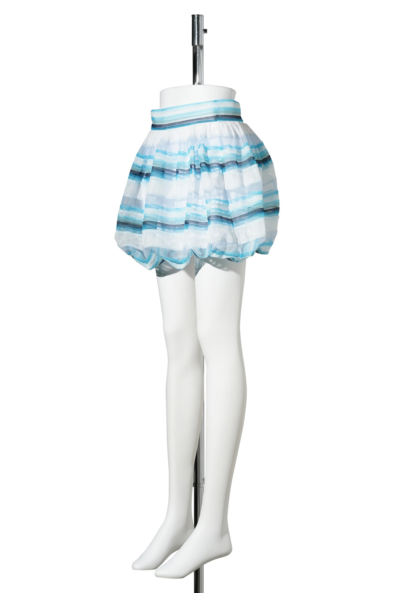 STRIPED PUFF MINI SKIRT / BLUE