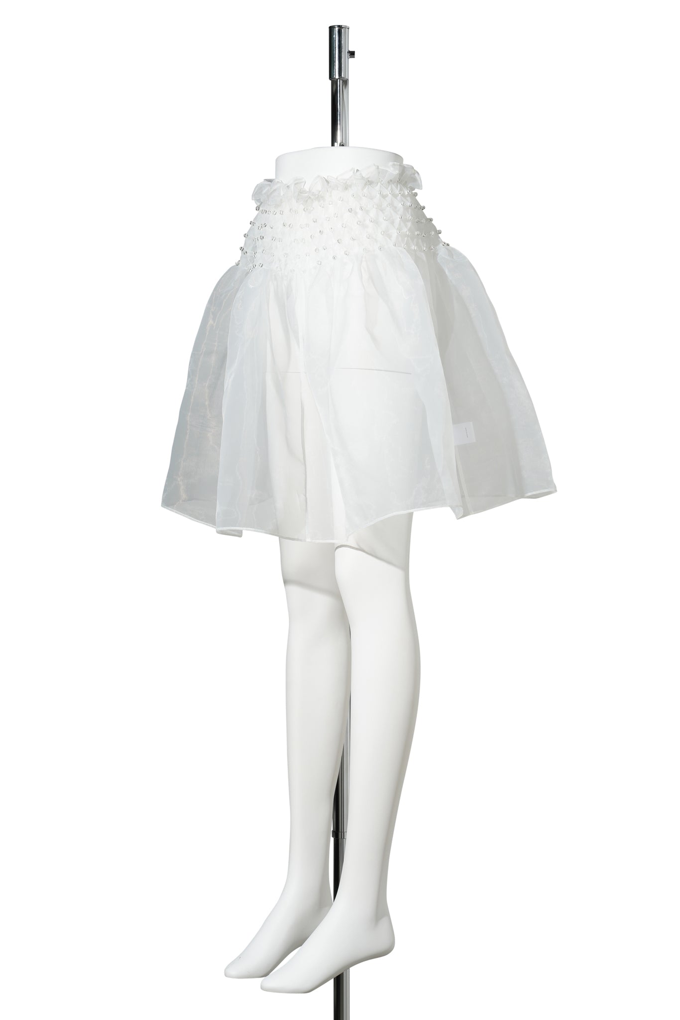 BUBBLE SMOCKED SHEER SKIRT (WITHOUT SLIP) / WHITE