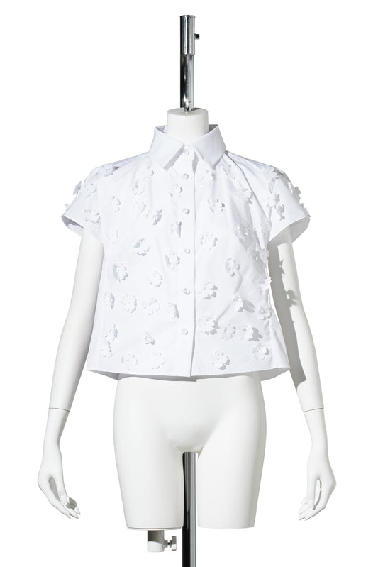 FLOAT FLOWER MINI SHIRT / WHITE