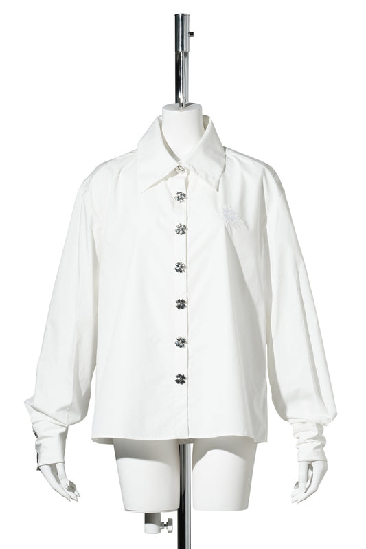 EMBROIDERED MONOGRAM SHIRT / WHITE