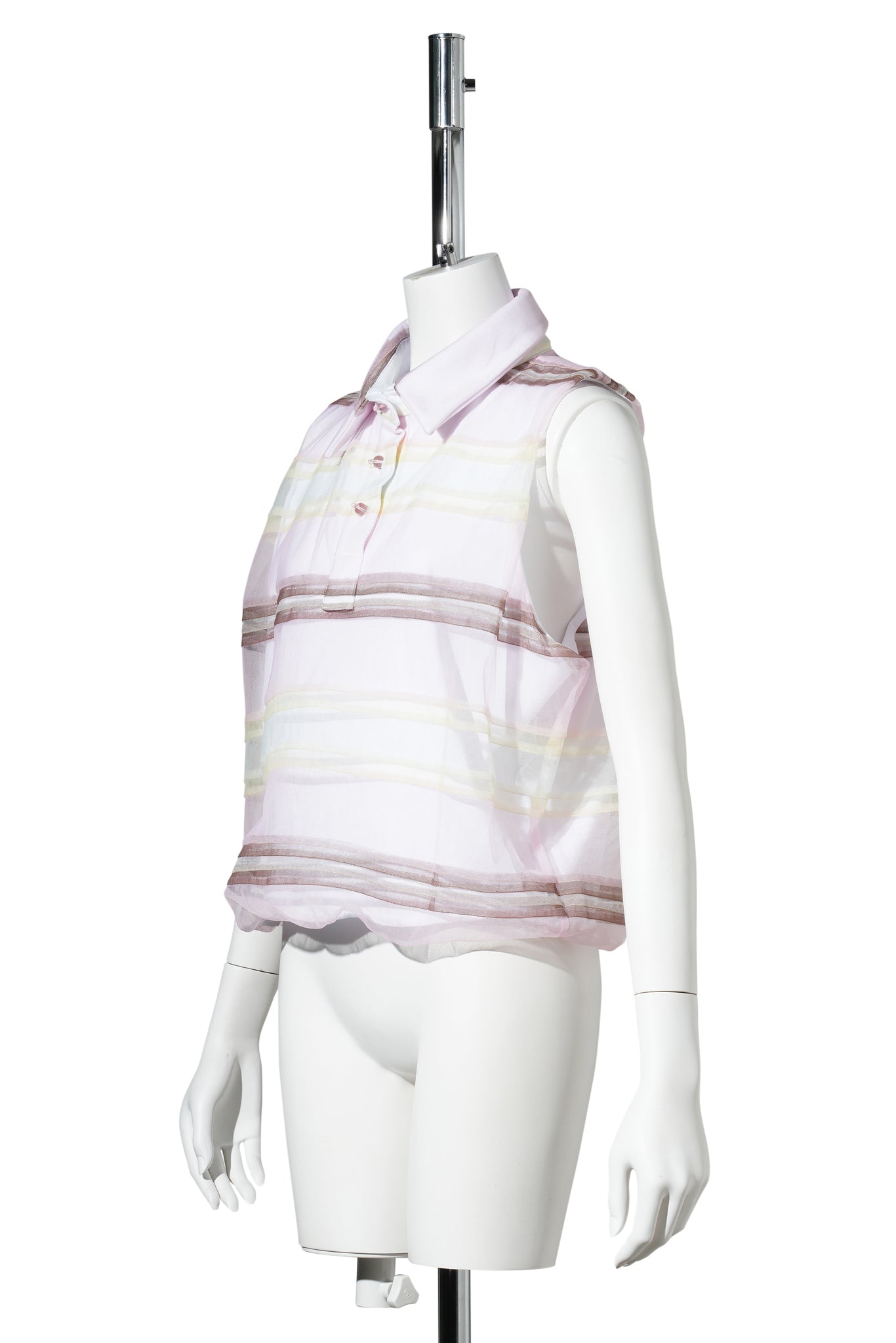 STRIPED POLO VEST TOP / PINK