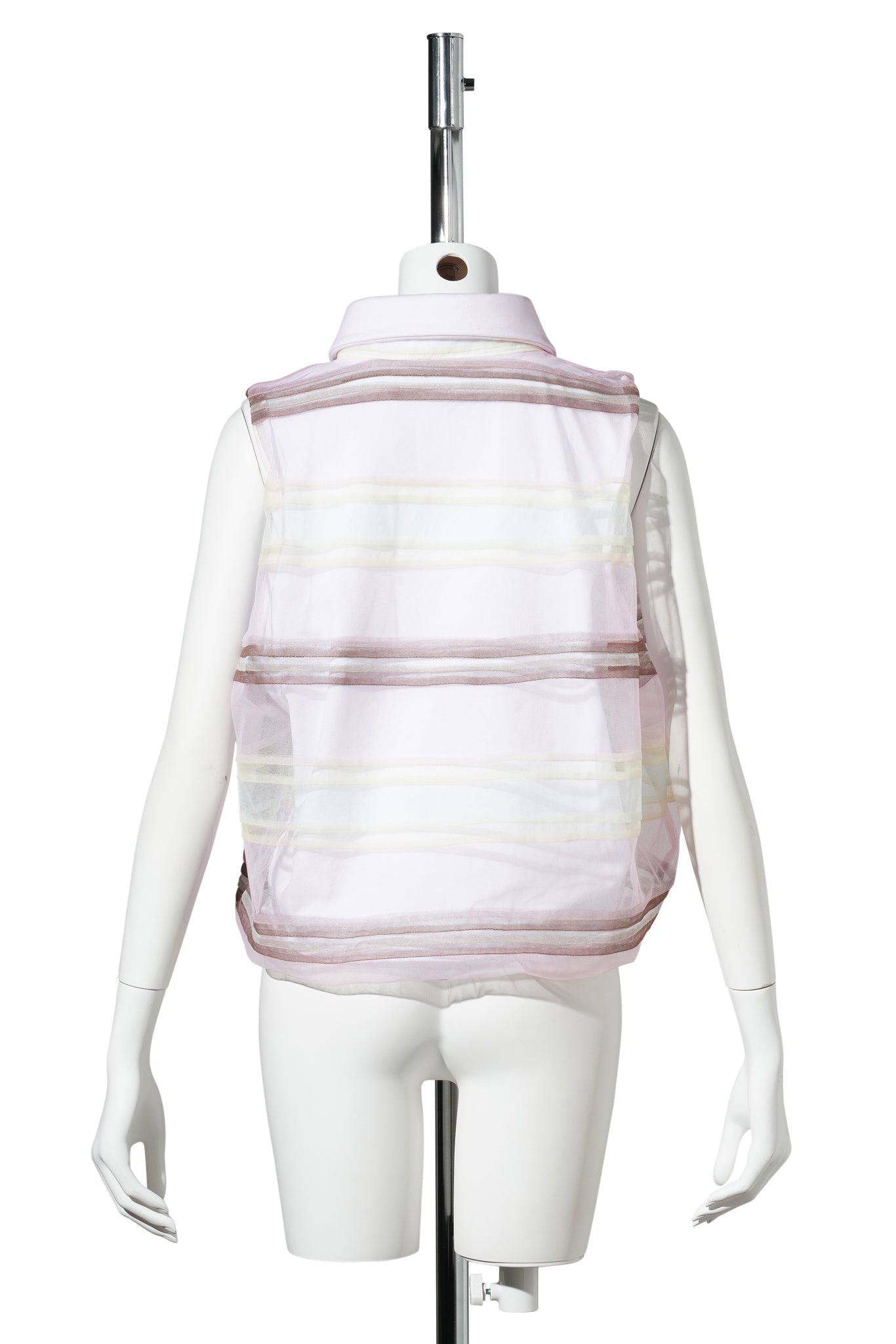STRIPED POLO VEST TOP / PINK