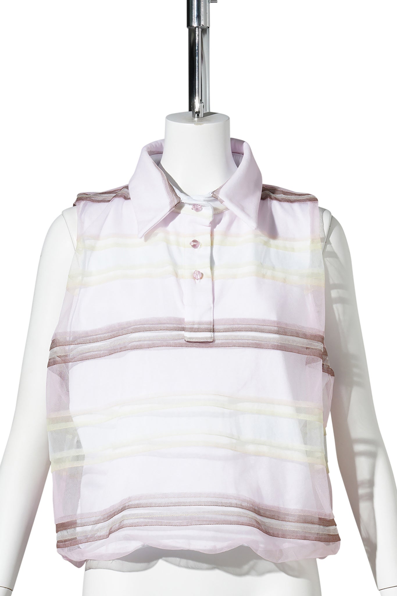 STRIPED POLO VEST TOP / PINK