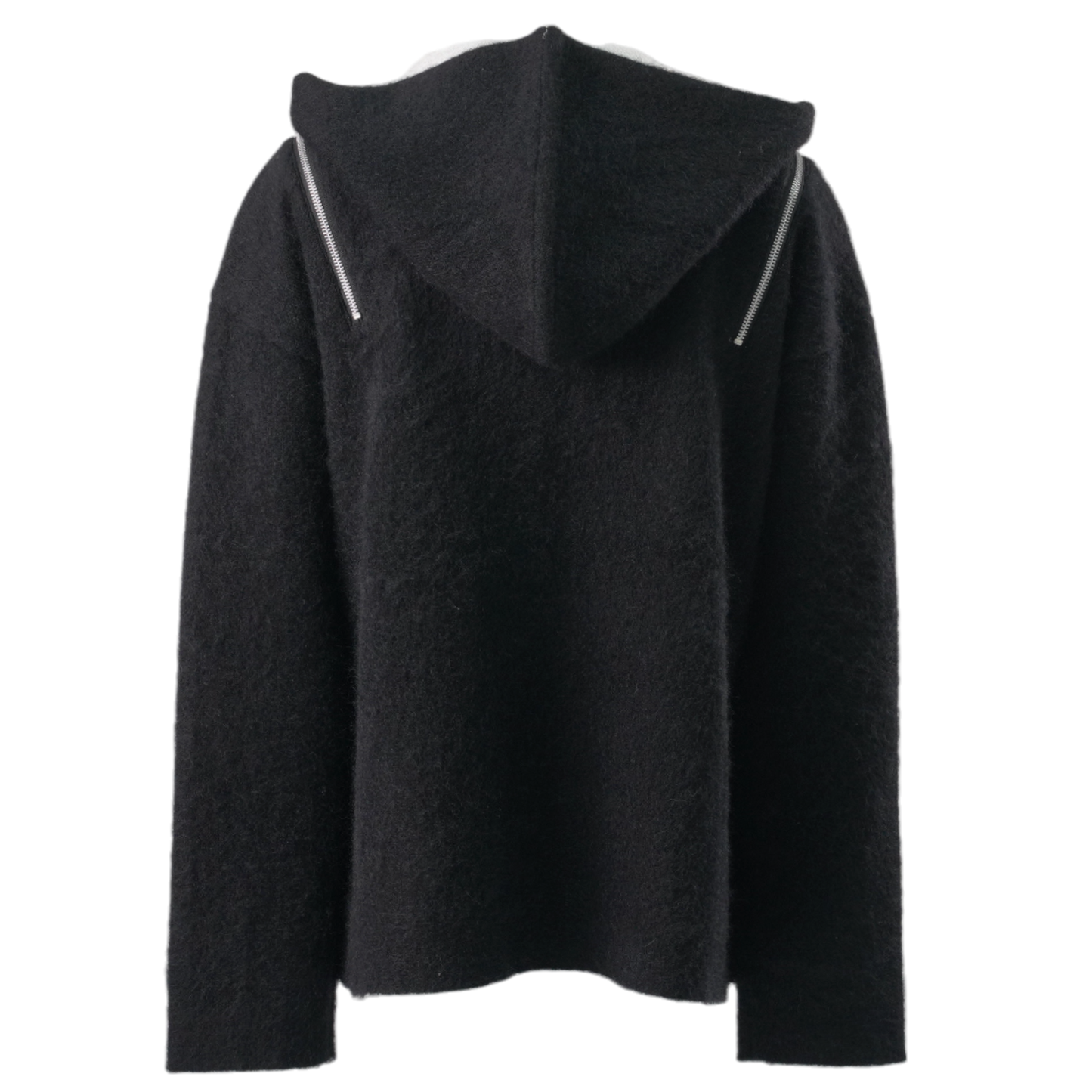 DOUBLE FACE MOHAIR HOODED JACKET / BLACK