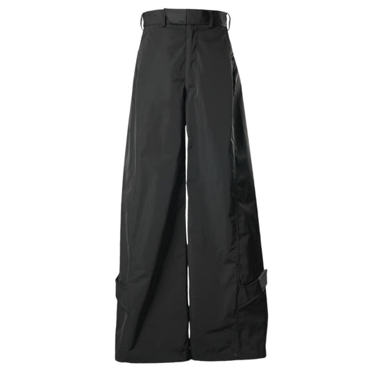 RUBBER LOGO WIDE PANTS / BLACK