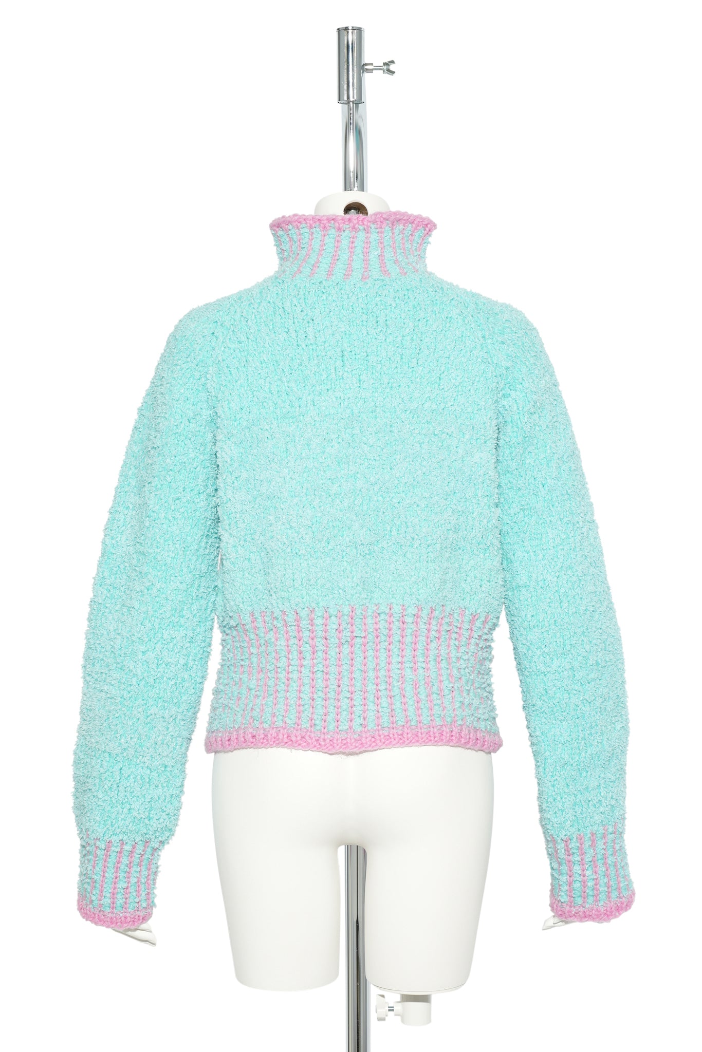 MARCELINE SWEATER / TURQUOISE BLACK AND PINK
