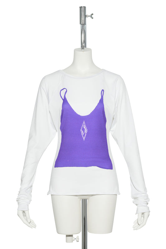 BALLERINA BLOUSE / WHITE AND PURPLE