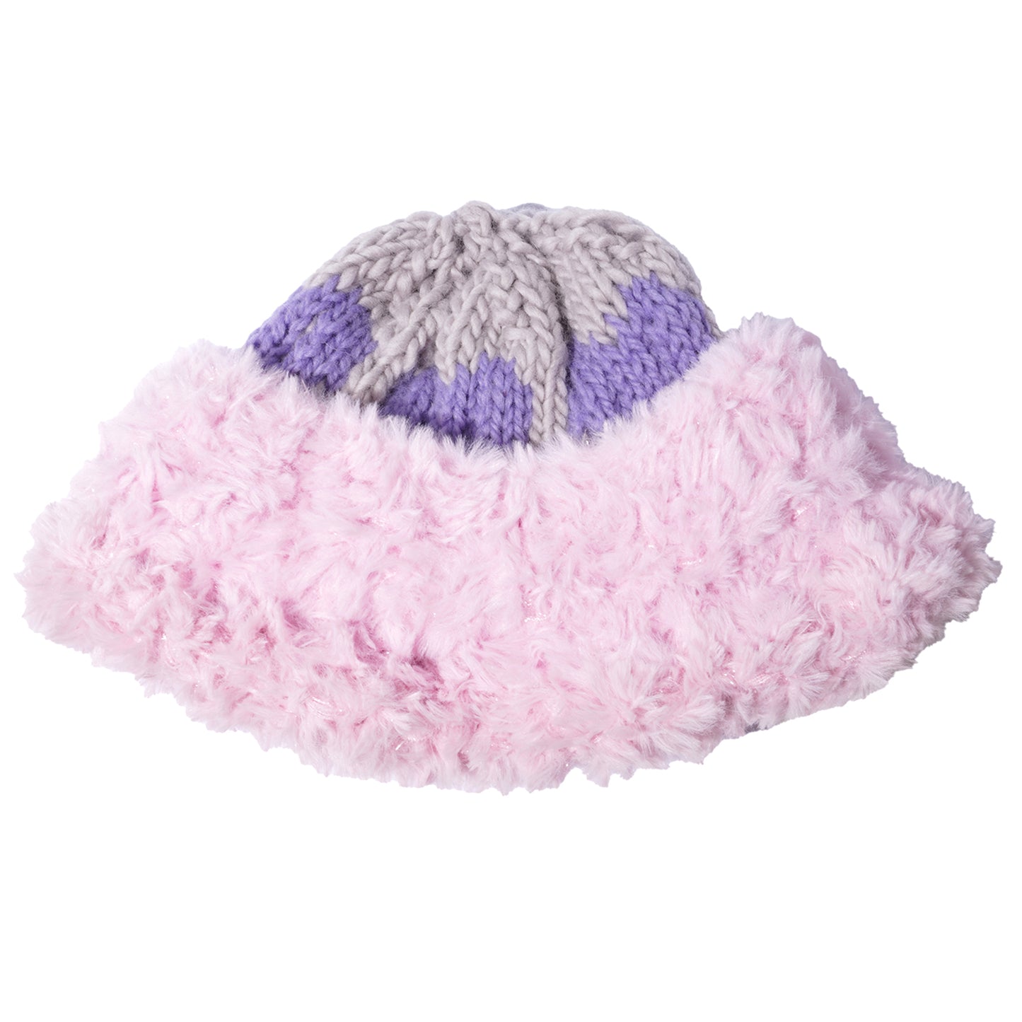 HEART HAT / PURPLE GREY AND LIGHT PINK