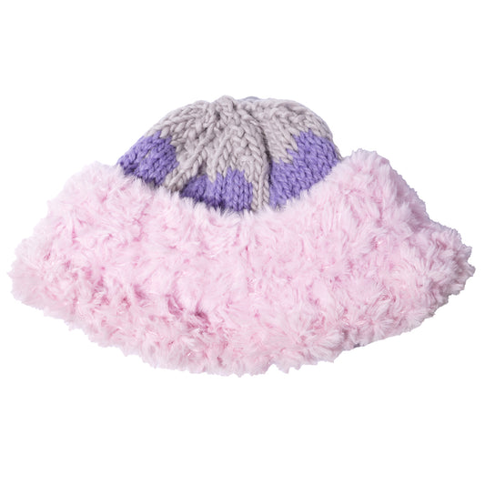 HEART HAT / PURPLE GREY AND LIGHT PINK