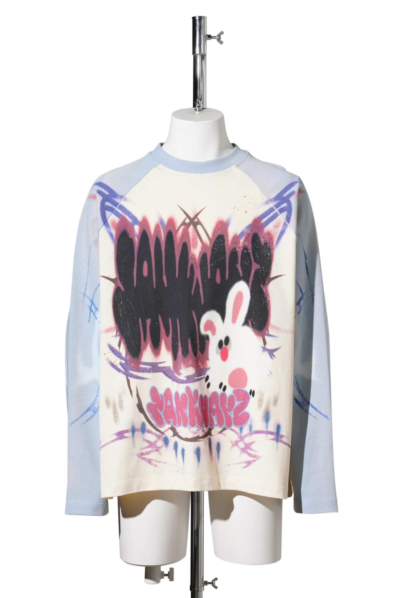 LONGONG SLEEVE T-SHIRT / WHITE BLUE