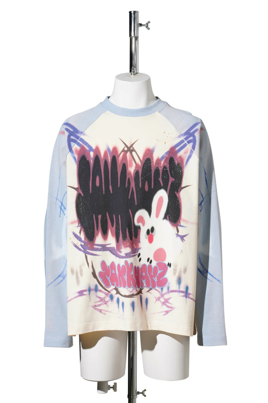 LONGONG SLEEVE T-SHIRT / WHITE BLUE