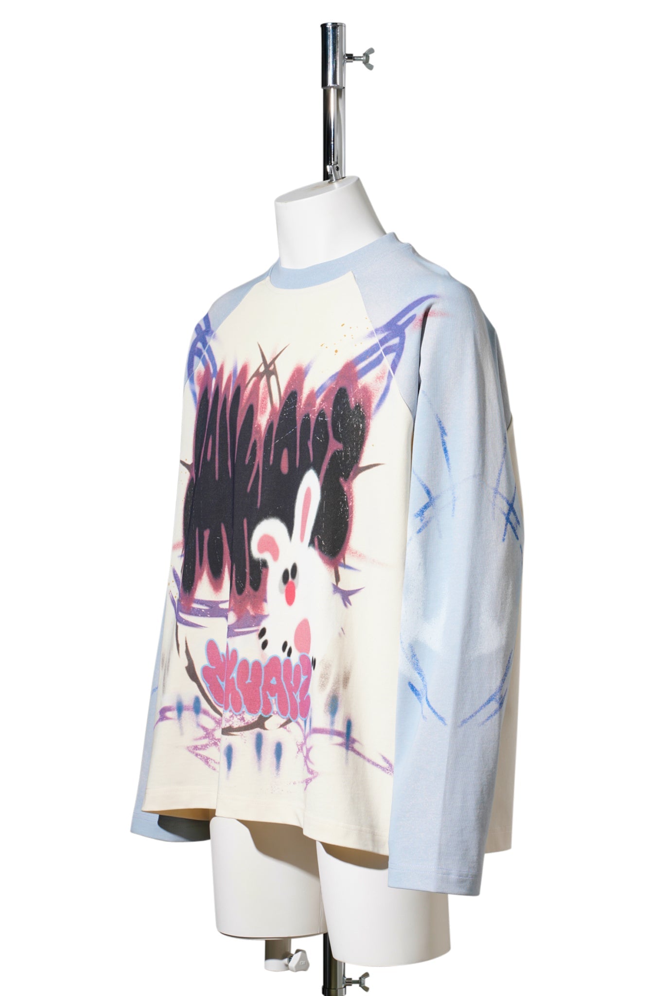 LONGONG SLEEVE T-SHIRT / WHITE BLUE