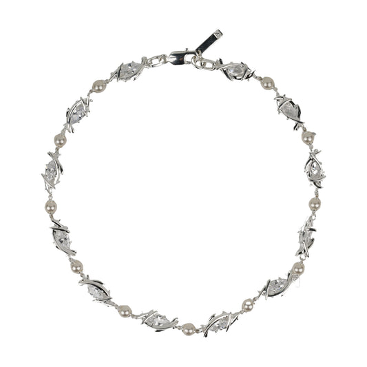 SILVER ERYN NAVETTE PEARL CHOKER / CLEAR