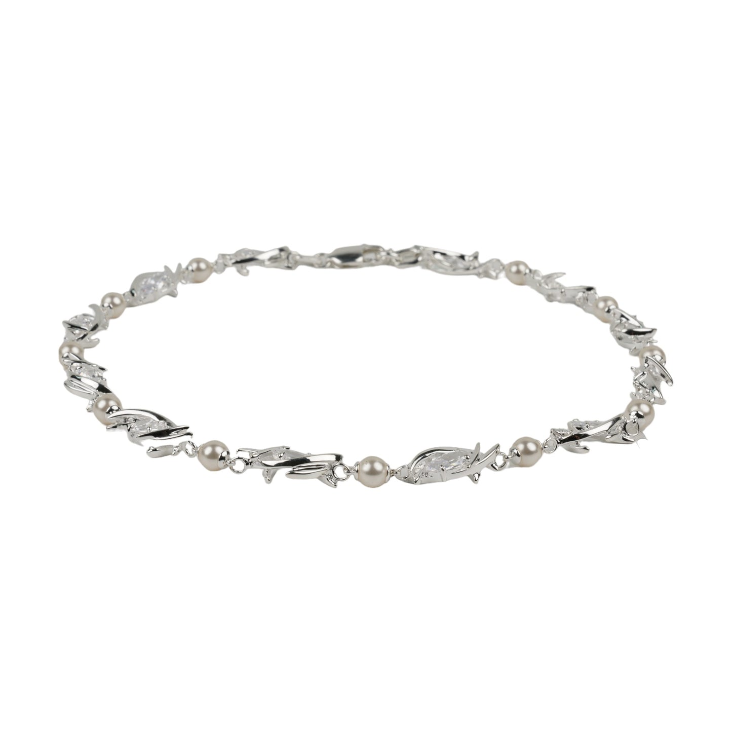 SILVER ERYN NAVETTE PEARL CHOKER / CLEAR