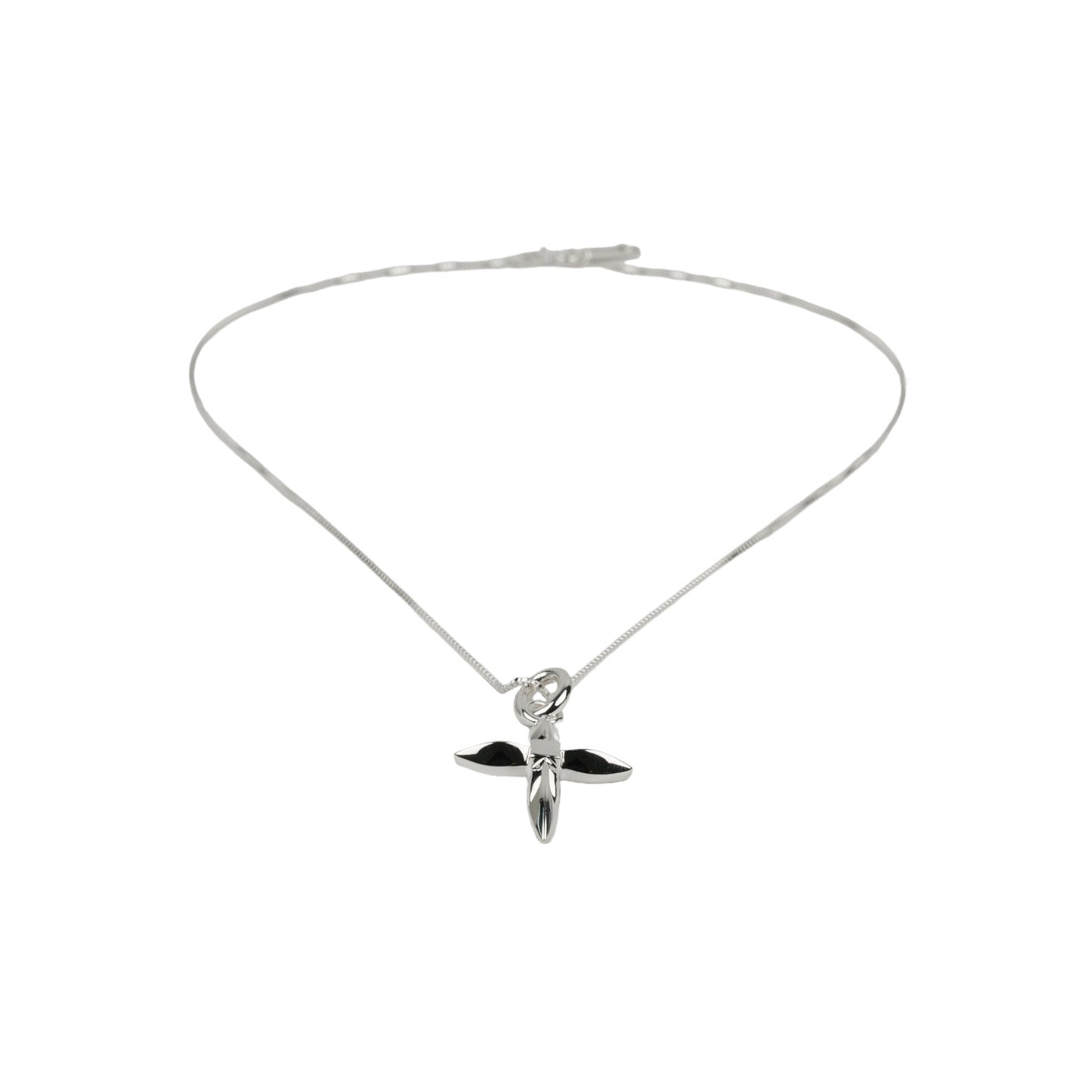 SILVER KAMON-EDGE CROSS NECKLACE / N/A