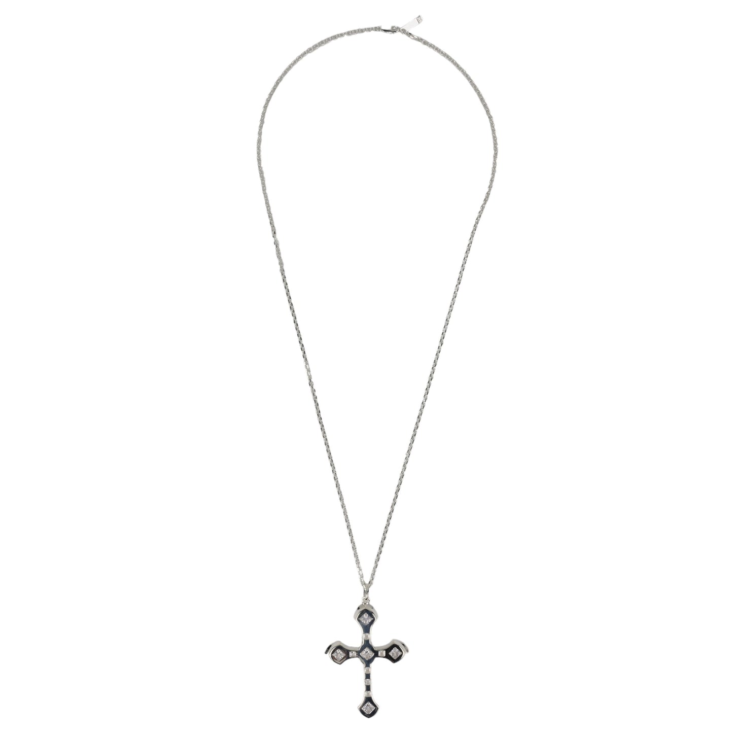 SILVER XL 2-FACE CROSS NECKLACE / CLEAR