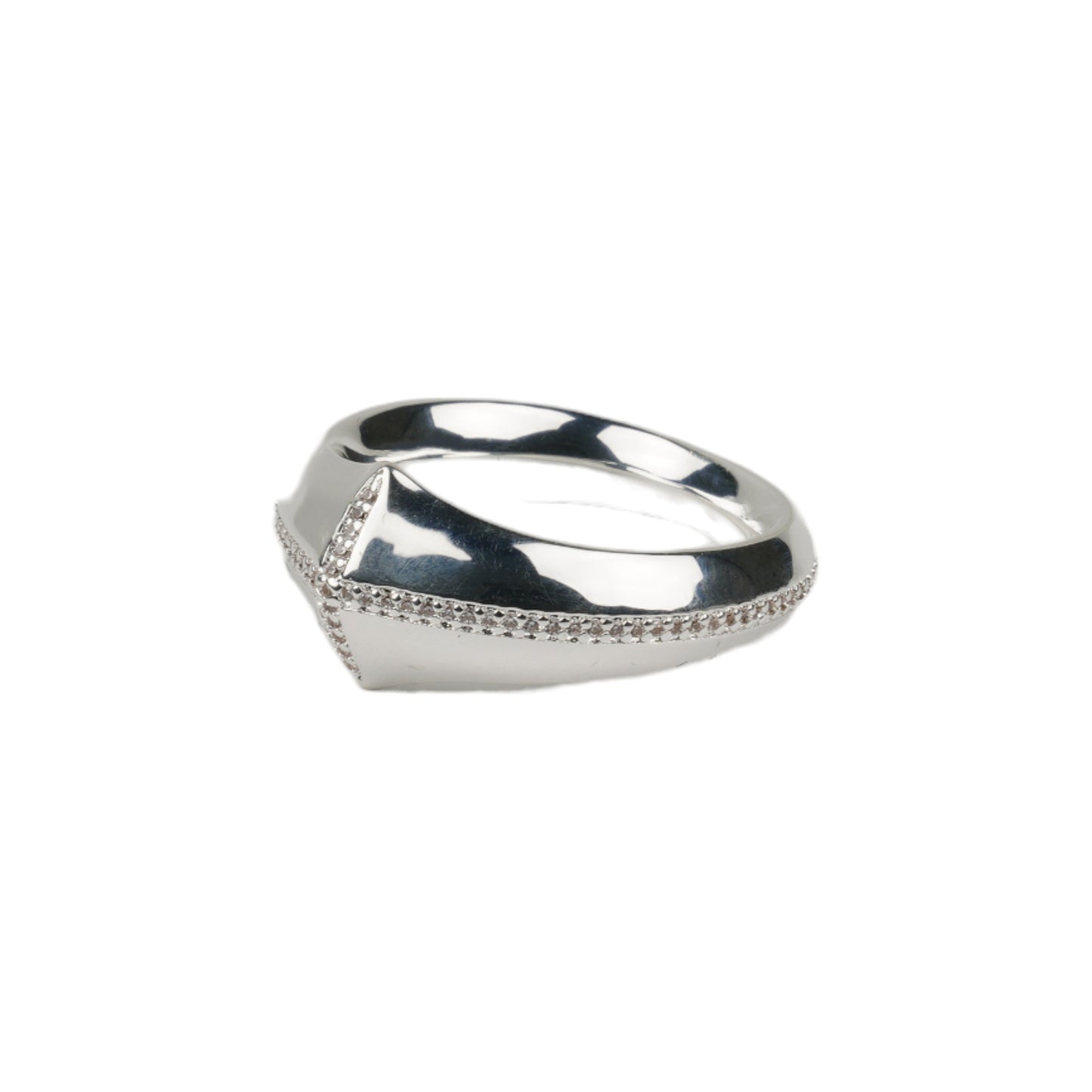 SILVER PAVÉ EDGE VERTEX RING / CLEAR