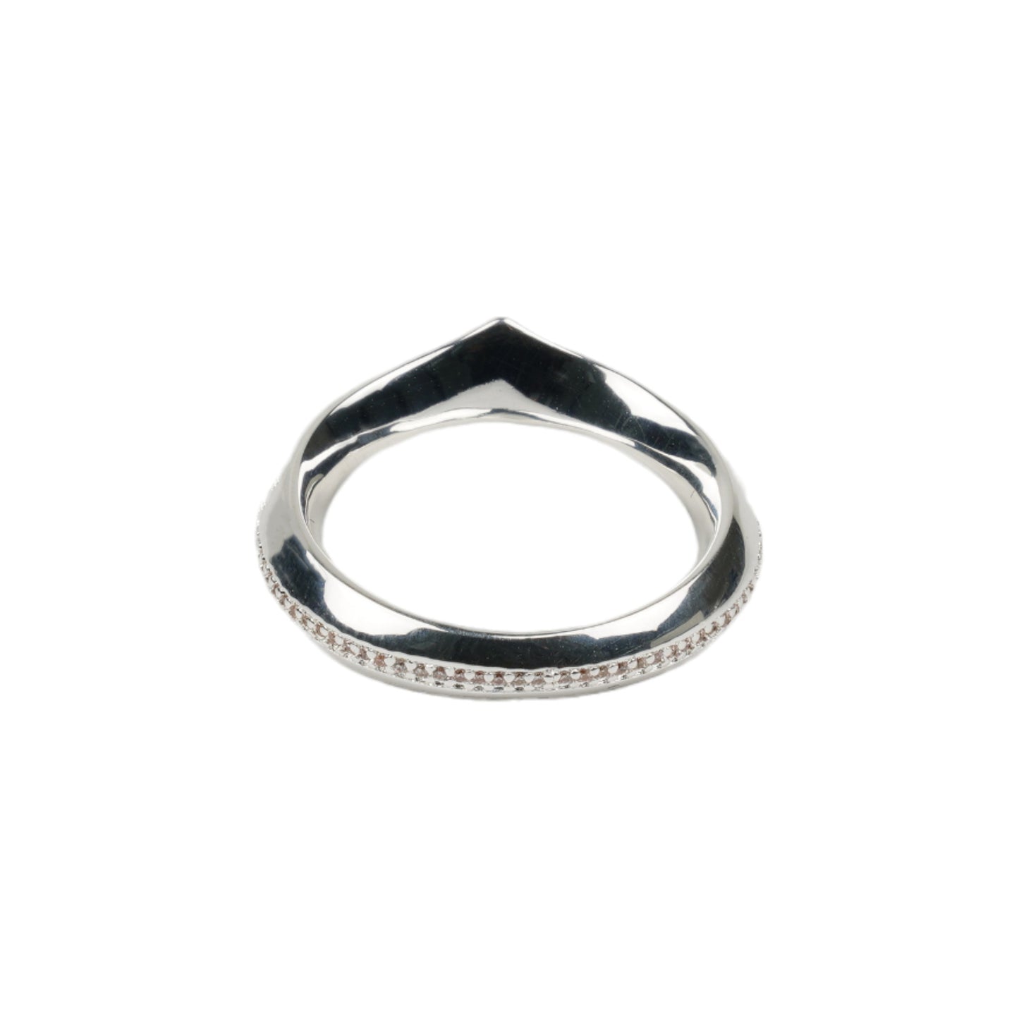 SILVER PAVÉ EDGE VERTEX RING / CLEAR