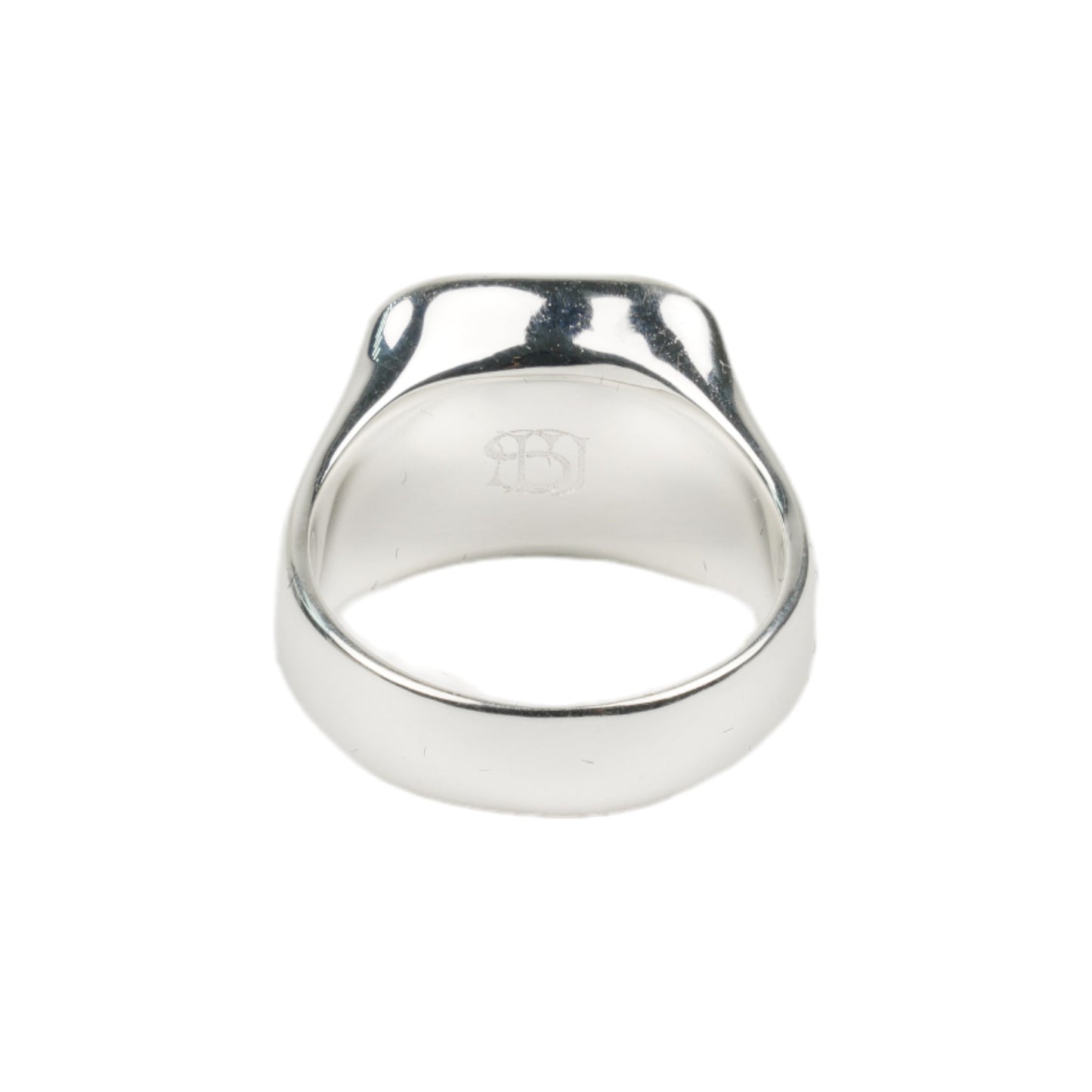 SILVER BLACK ENAMEL 4-EYE SIGNET RING / CLEAR