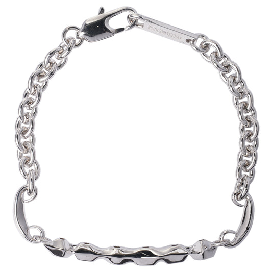 SILVER GEM-MOSAIC KAMON BRACELET / SILVER, WHITE STONE