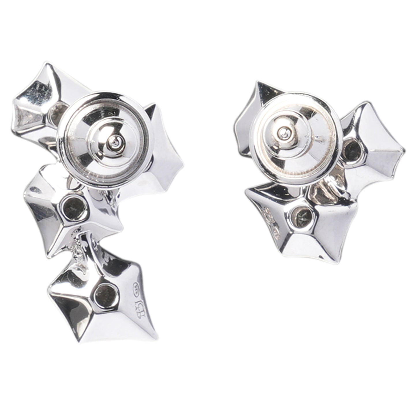SILVER GEM-MOSAIC SET EARRINGS / SILVER, WHITE