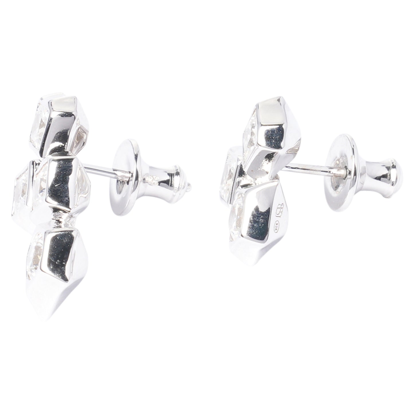 SILVER GEM-MOSAIC SET EARRINGS / SILVER, WHITE