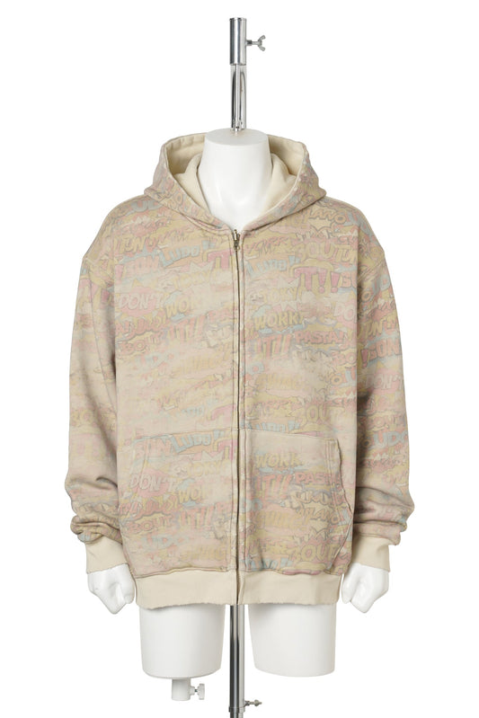 REVERSIBLE COMICS ZIP HOODIE / CREAM