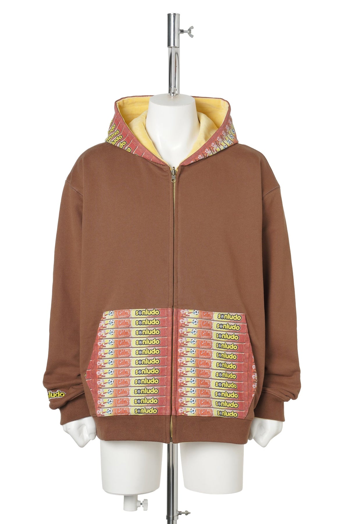 REVERSIBLE GOLEADOR ZIP HOODIE / BROWN/YELLOW