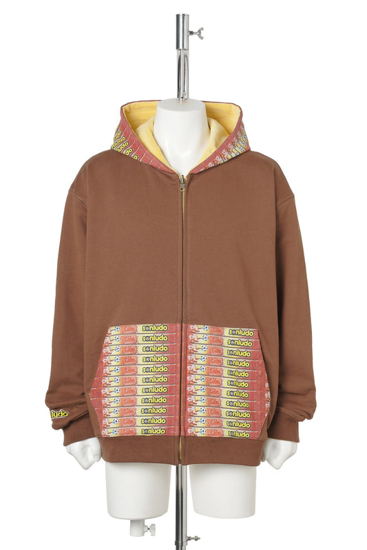 REVERSIBLE GOLEADOR ZIP HOODIE / BROWN/YELLOW