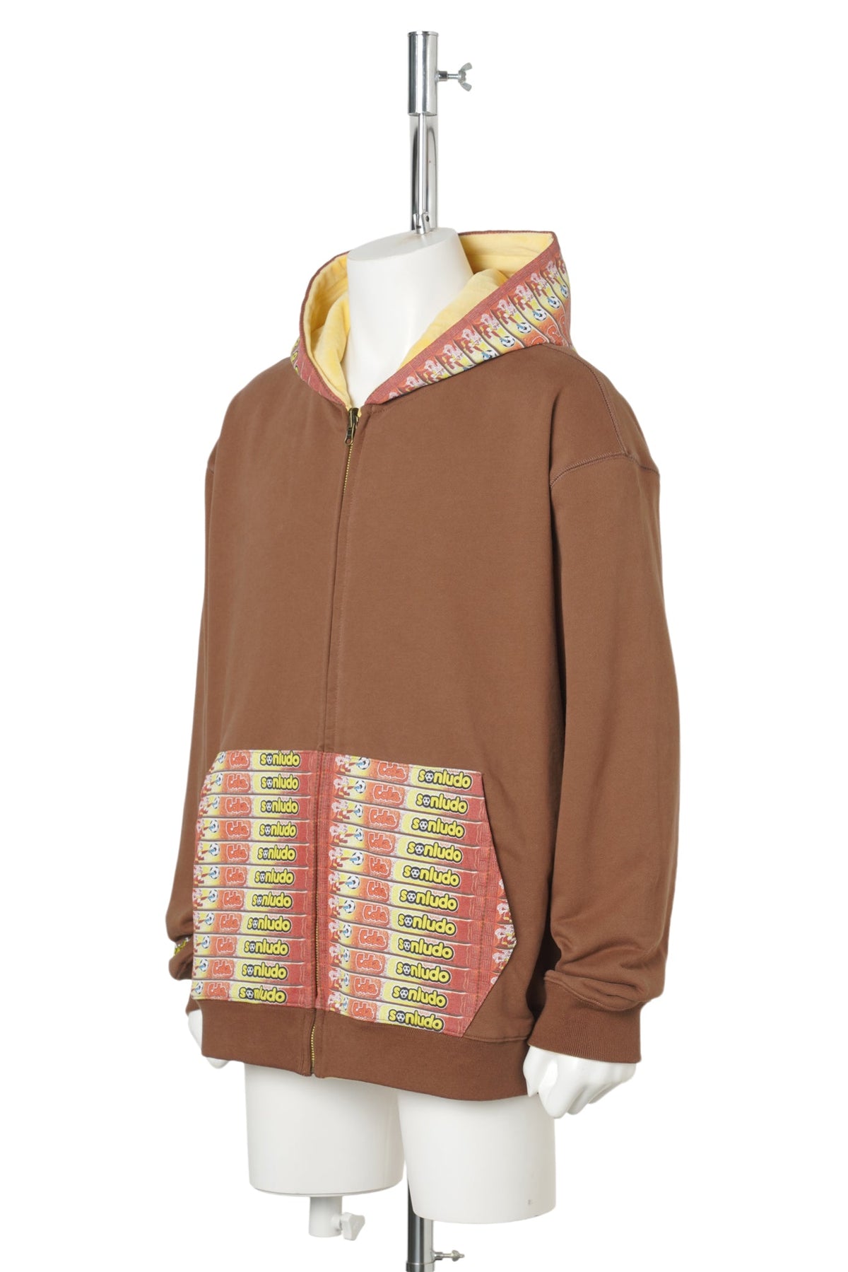 REVERSIBLE GOLEADOR ZIP HOODIE / BROWN/YELLOW