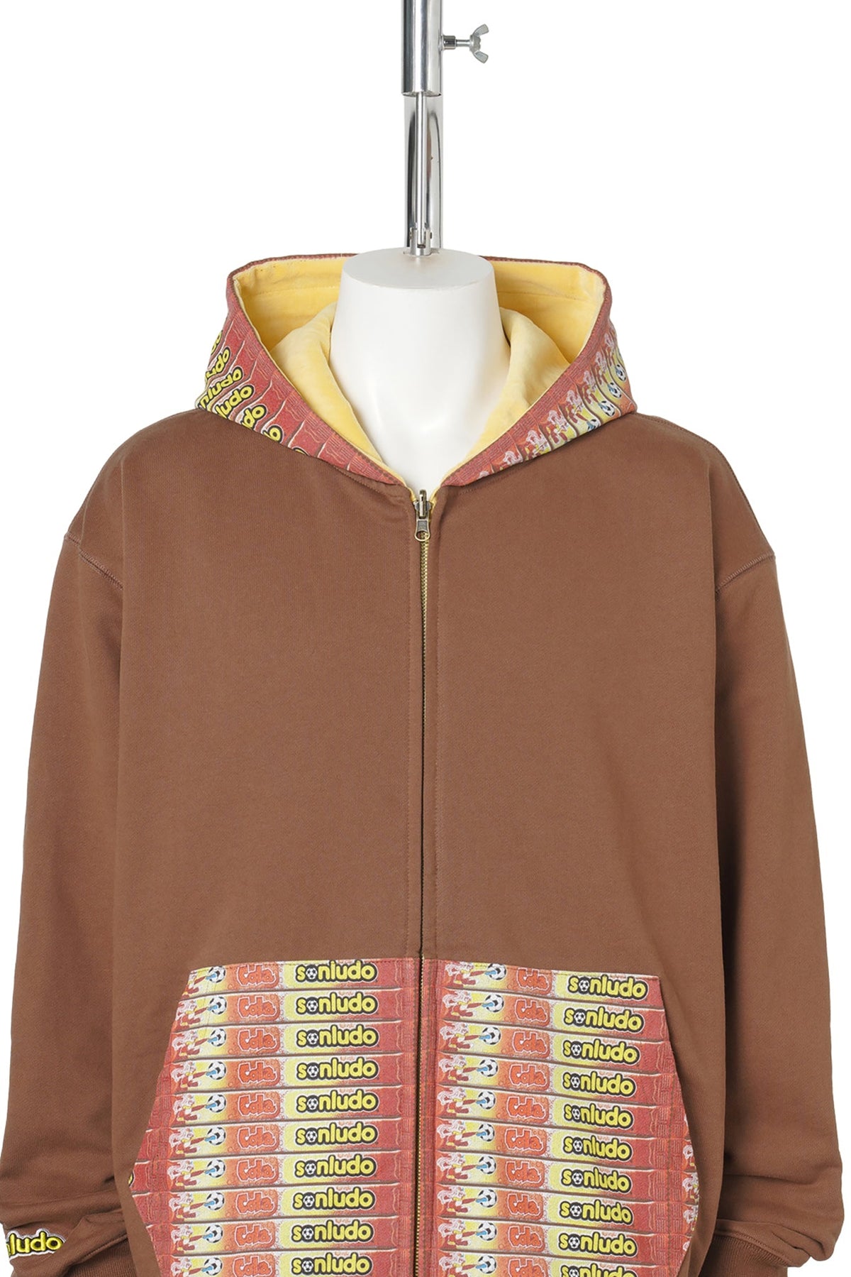 REVERSIBLE GOLEADOR ZIP HOODIE / BROWN/YELLOW