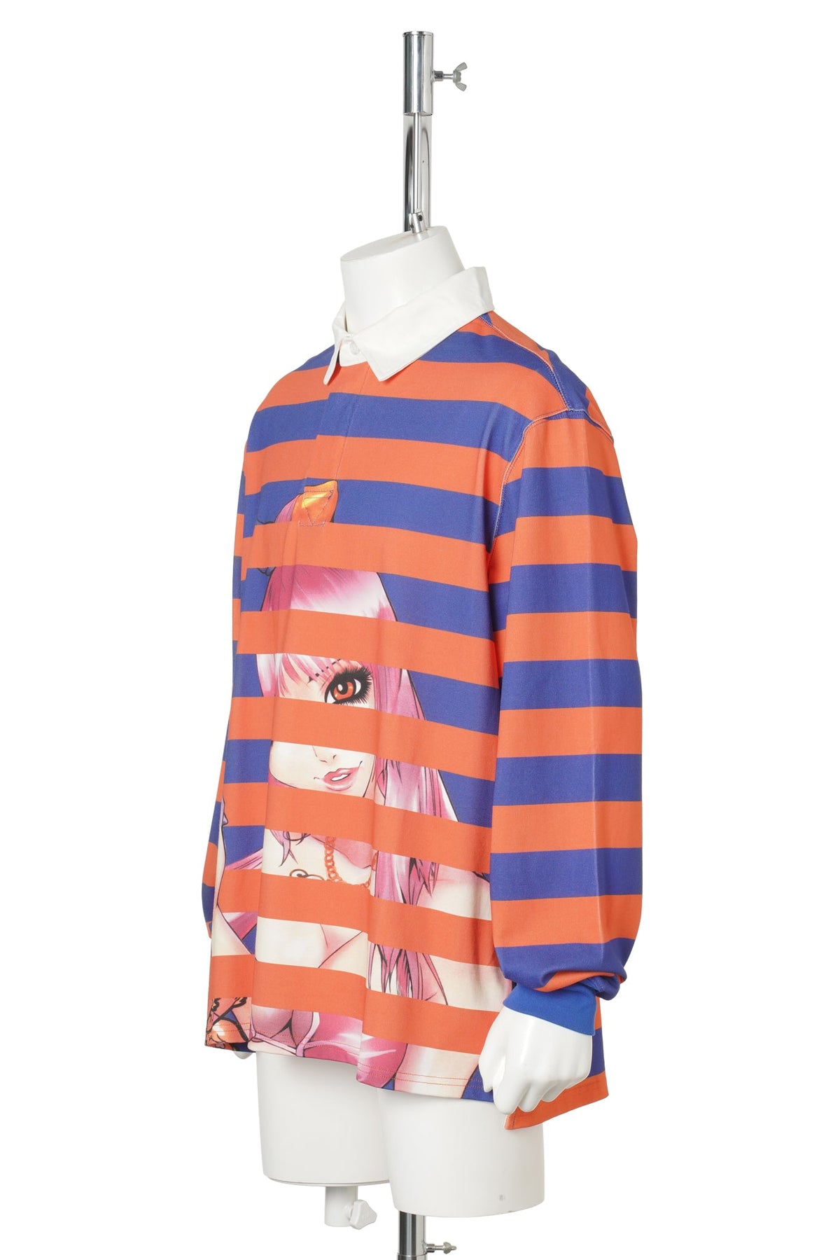 YUMI STRIPED LS POLO / ORANGE/BLUE