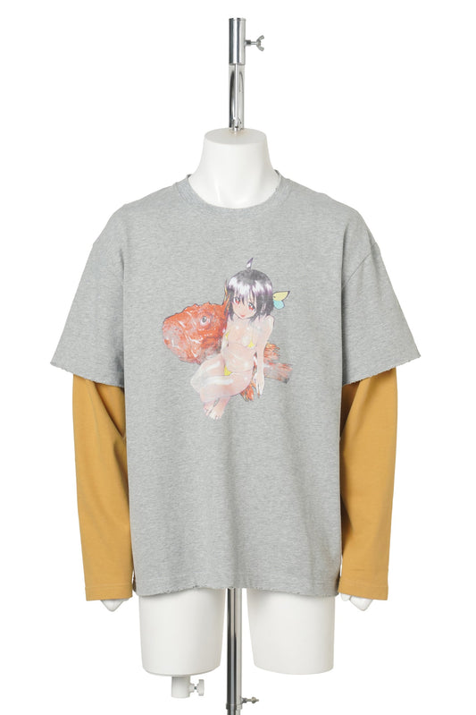 YUKI LAYERED LS - CAPPONE / GREY/YELLOW