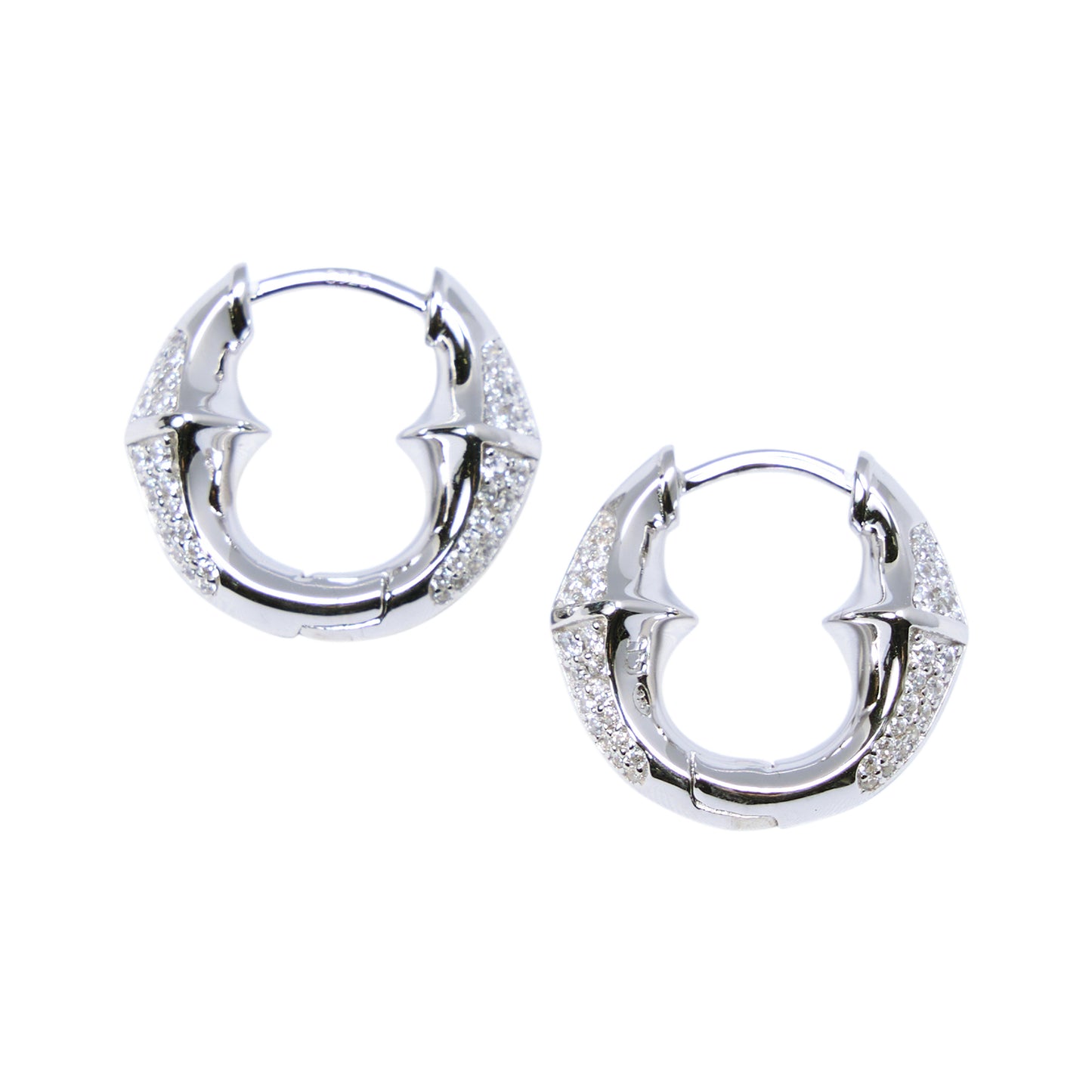 SMALL SURINITY PAVÉ HOOP EARRINGS / SILVER WHITE
