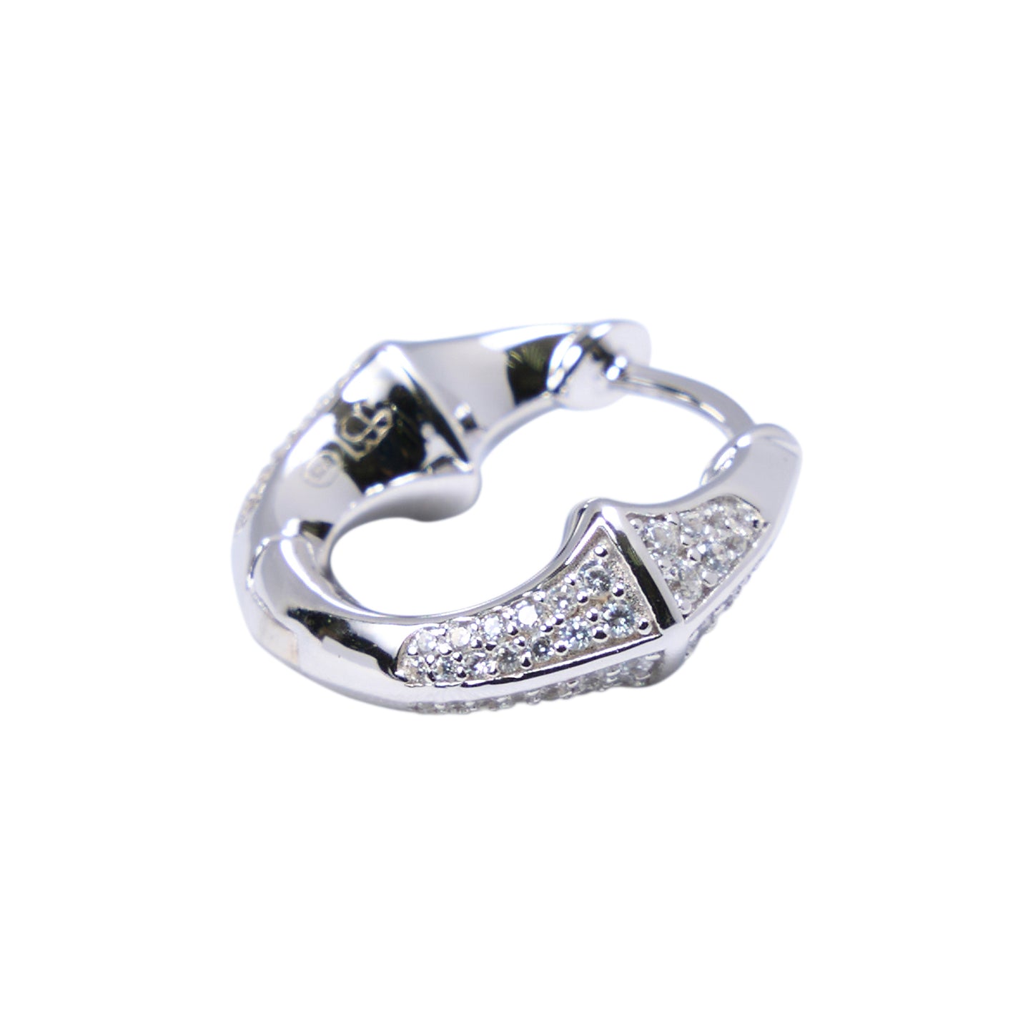 SMALL SURINITY PAVÉ HOOP EARRINGS / SILVER WHITE