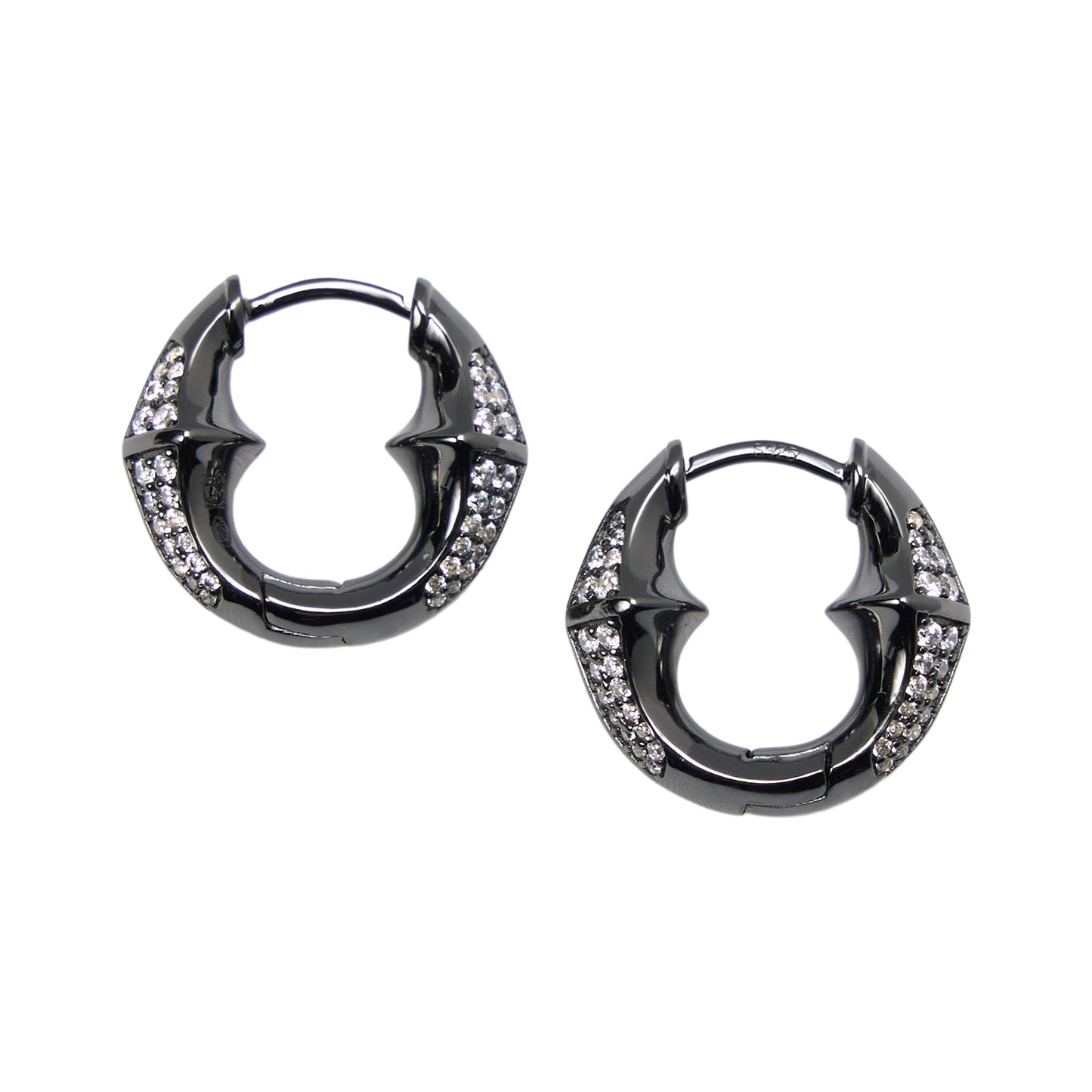 SMALL SURINITY PAVÉ HOOP EARRINGS / BLACK WHITE