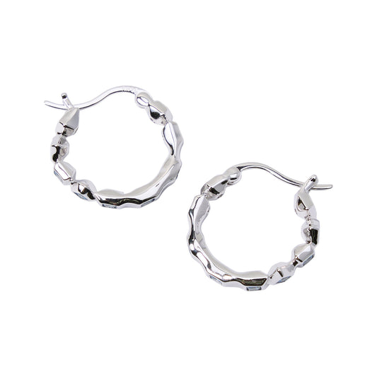 XS GEM-MOSAIC HOOP EARRINGS / SILVER SKY BLUE