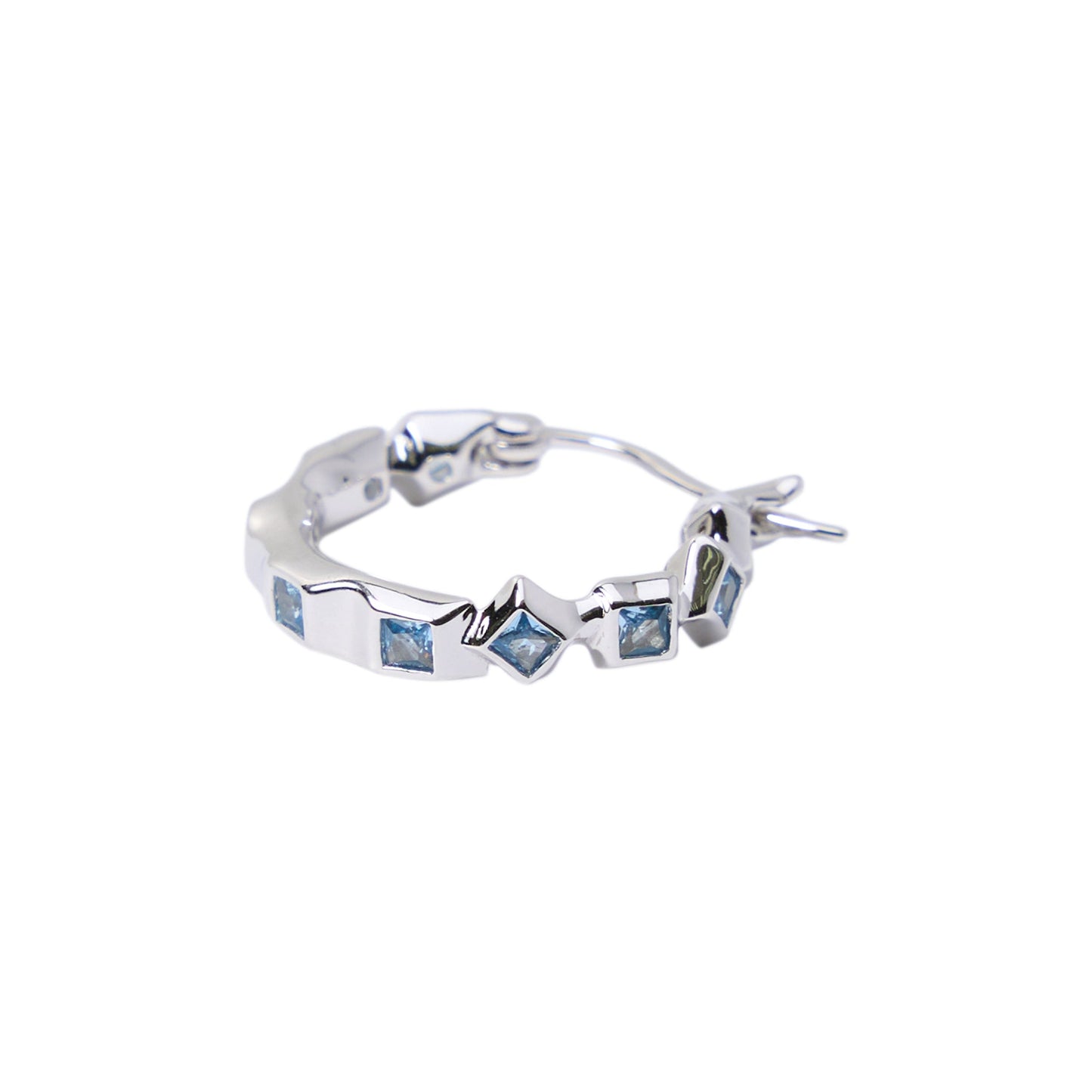 XS GEM-MOSAIC HOOP EARRINGS / SILVER SKY BLUE