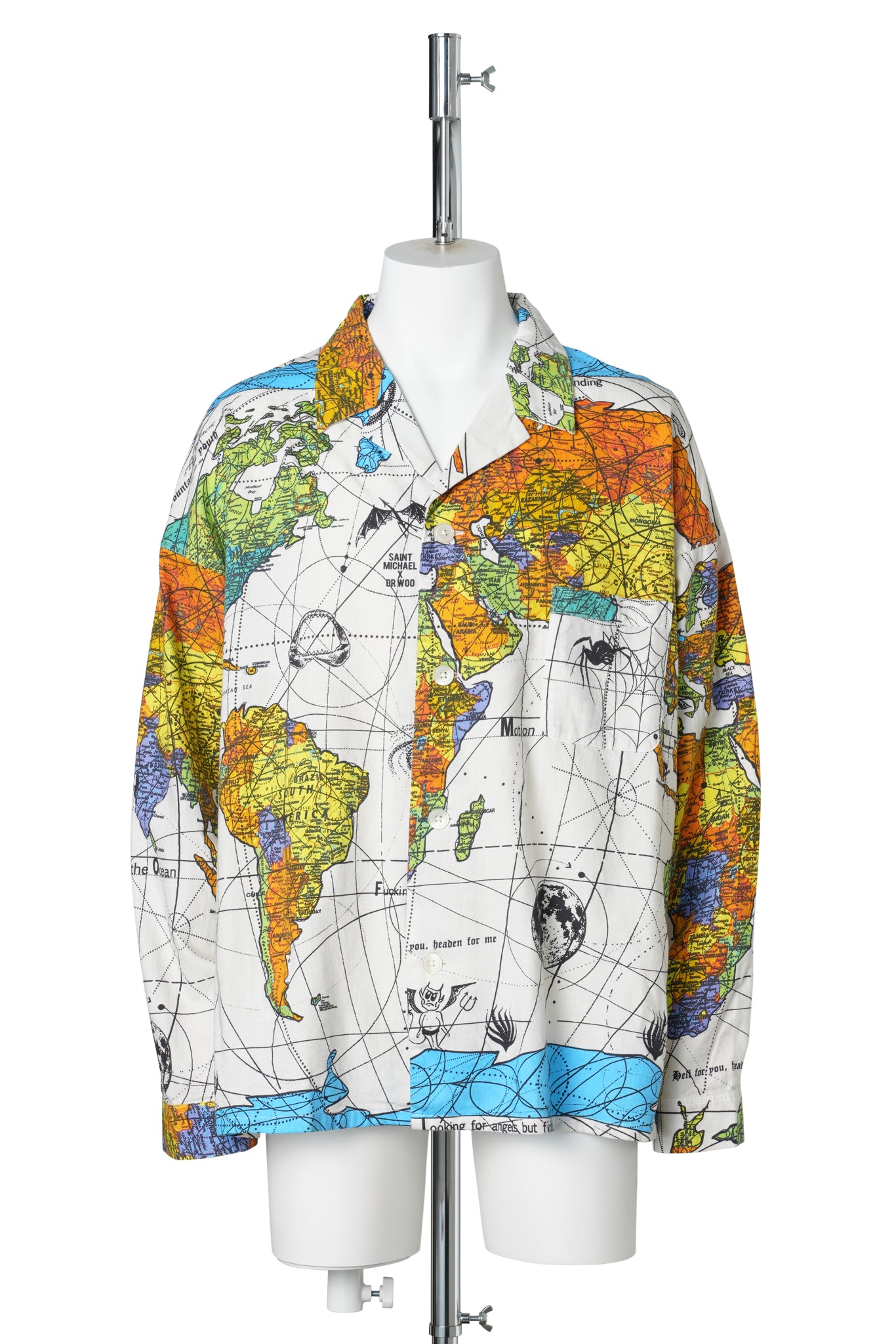 Dr.Woo DW_PAJAMA SHIRT/WORLD MAP / WHITE