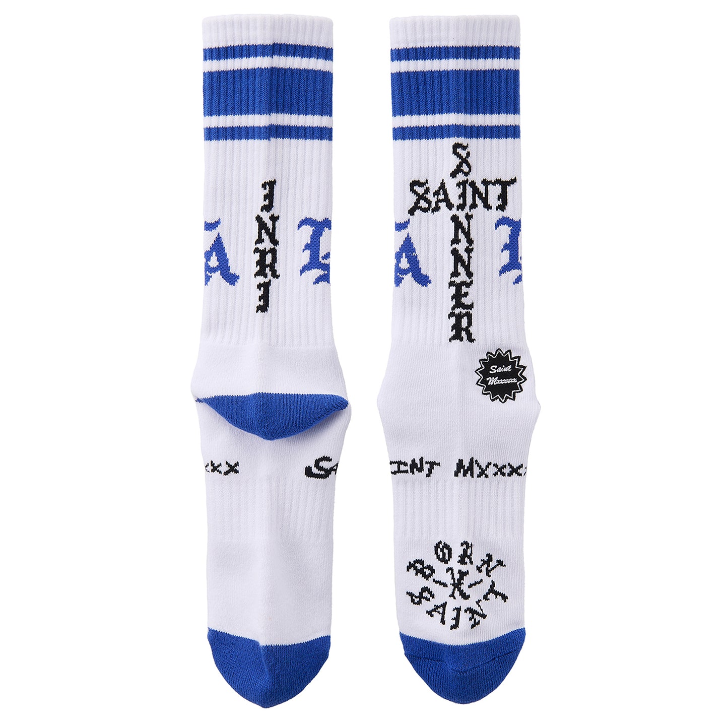 BORN X RAISED BR_SOCKS/ST SINNER / WHITE+BLUE